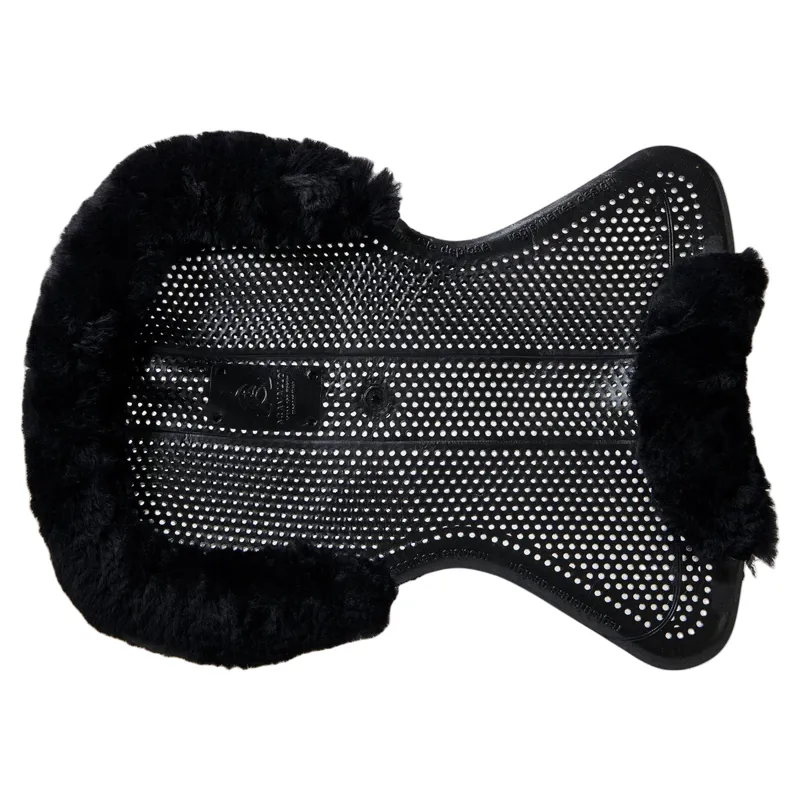 Acavallo Classic Non-Slip Sheepskin Cut Out Gel Half Pad - Black-2