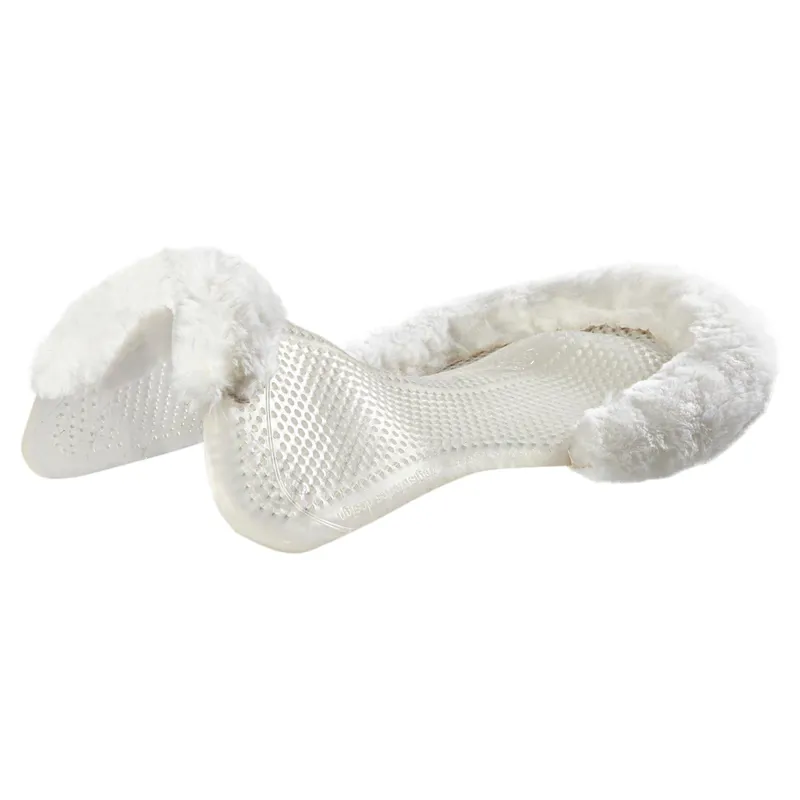 Acavallo Classic Non-Slip Sheepskin Cut Out Gel Half Pad - Clear/White