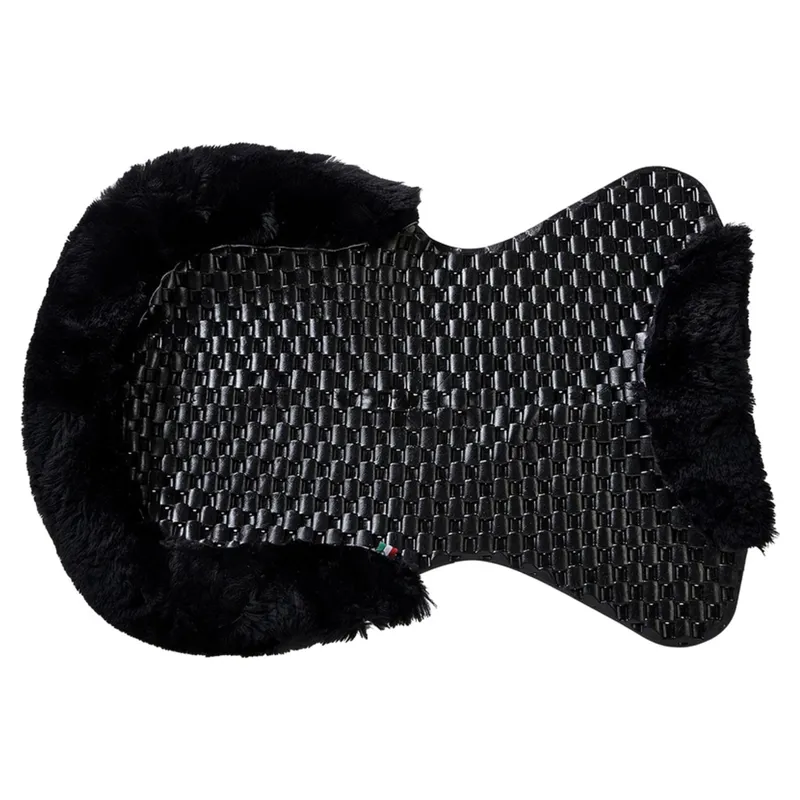 Acavallo NS-S Respira-S Cut-Out Flat Sheepskin Gel Pad - Black/Black-2