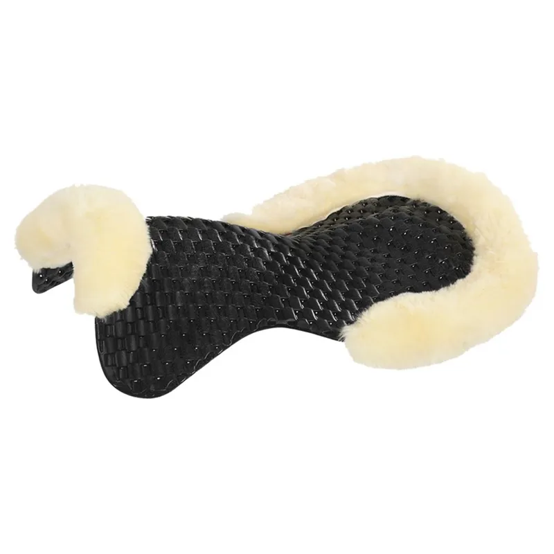 Acavallo NS-S Respira-S Cut-Out Flat Sheepskin Gel Pad - Black/Natural