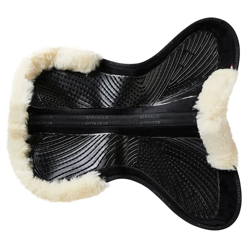 Acavallo SP JCCS CW-CS Suede Twin-Sided Grip Sheepskin Gel Pad - Black/Natural-2