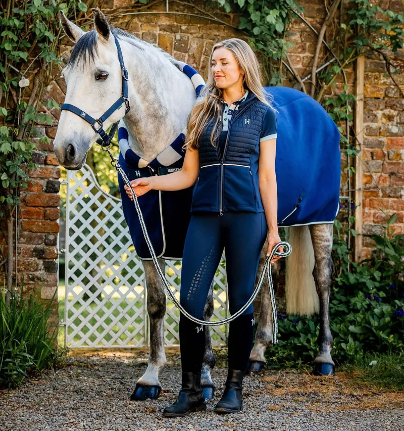 Horseware Newmarket Cozy Fleece Cooler - Witney Navy Stripes-1