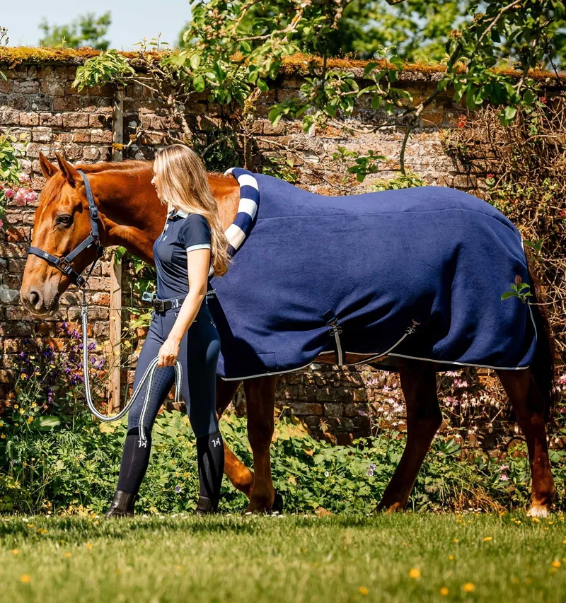 Horseware Newmarket Cozy Fleece Cooler - Witney Navy Stripes-6