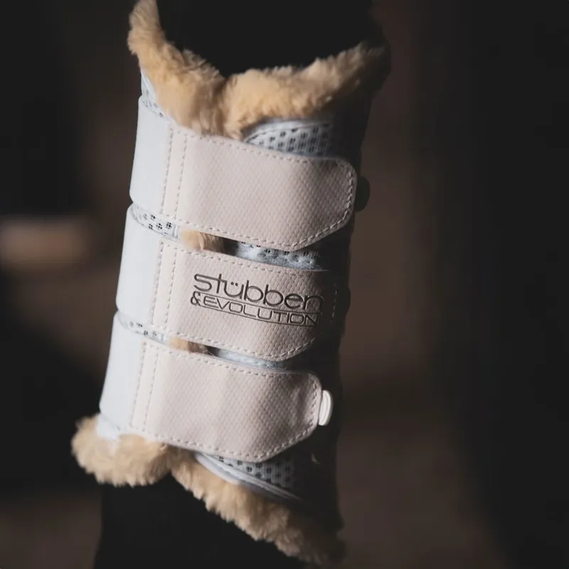 Stubben and Evolution Airflow Fleece Lined Splint Boots - White-8