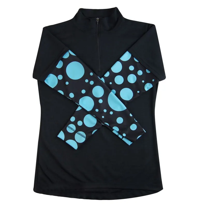Equetech Airflow Womens Cross-Country Top - Black/Light Blue Bubbles-1
