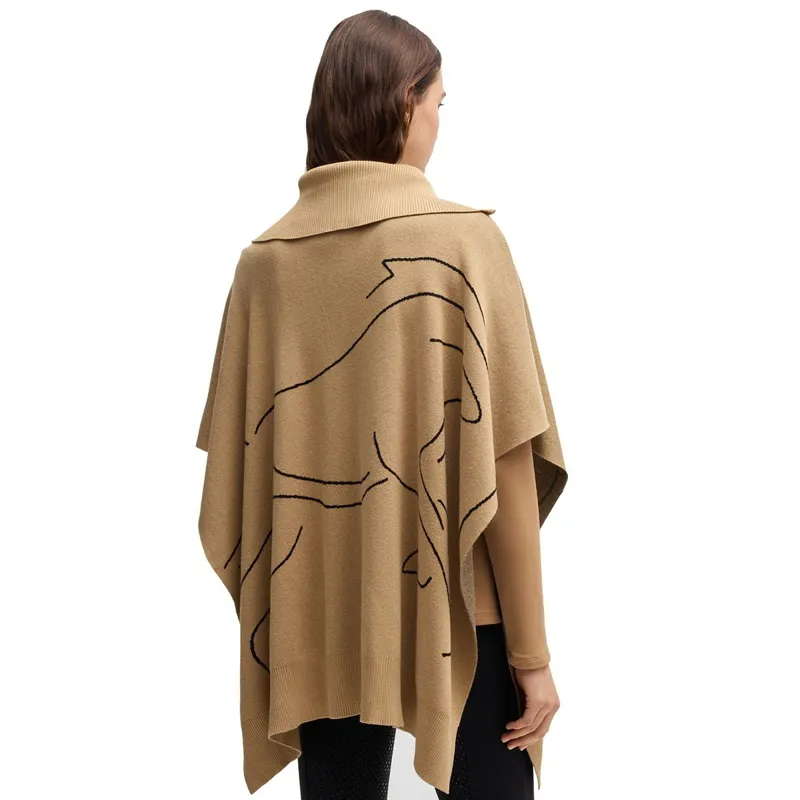 BOSS Equestrian Alisha Women's Knitwear Cape - Camel-4