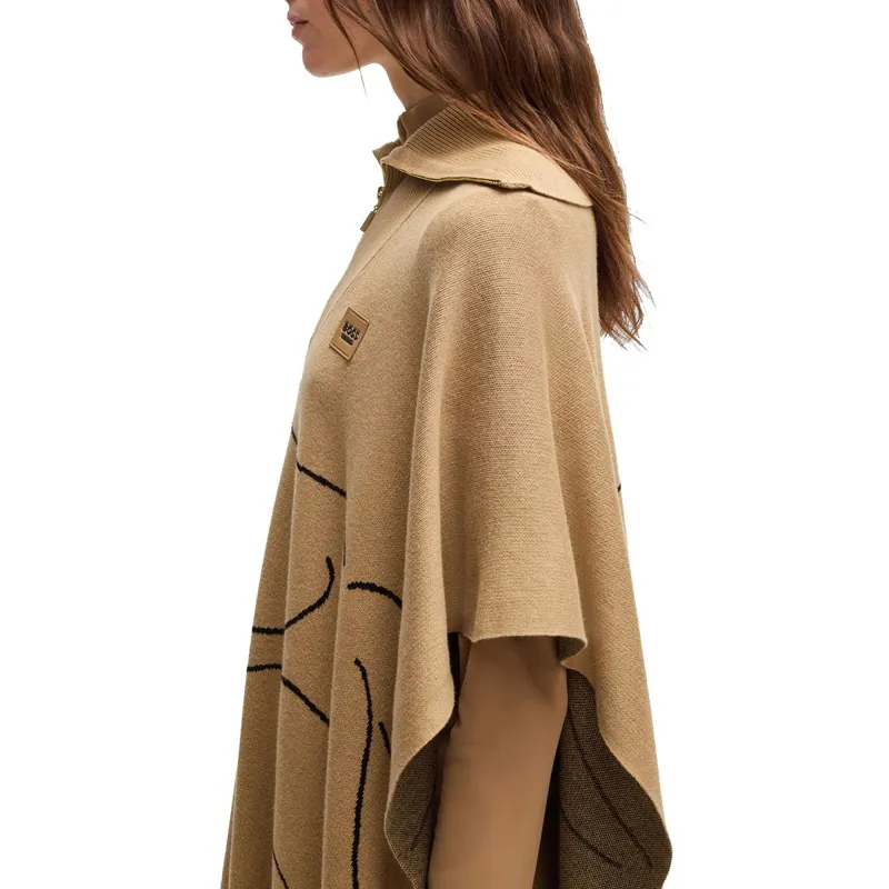 BOSS Equestrian Alisha Women's Knitwear Cape - Camel-3