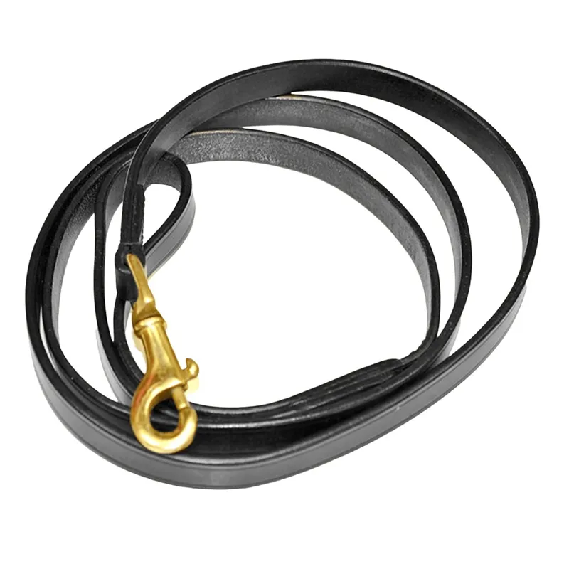 Dever Ascot Plain Leather Trigger Hook Lead - Black-1