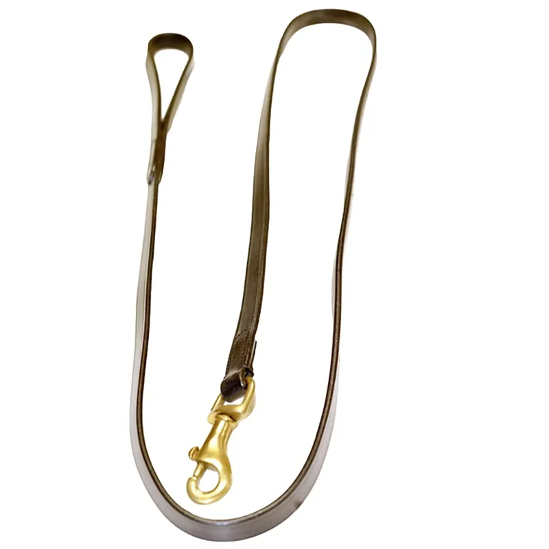 Dever Ascot Plain Leather Trigger Hook Lead - Brown