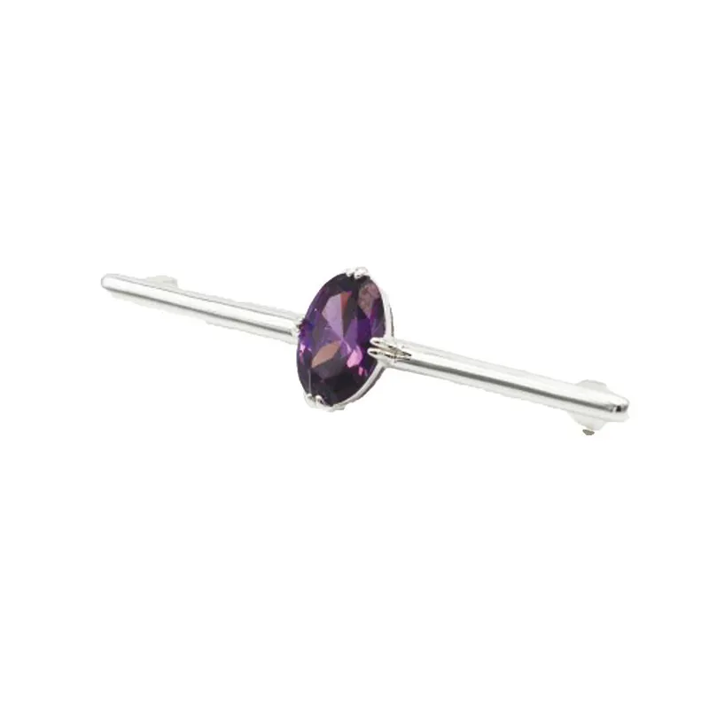 Equetech Deluxe Amethyst Stock Pin - Silver