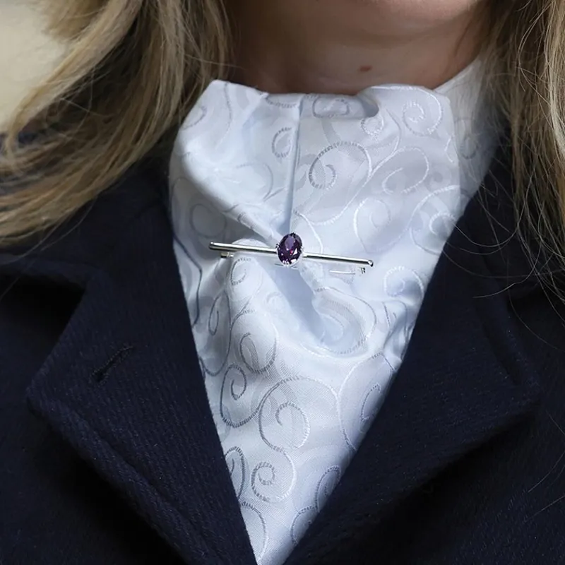 Equetech Deluxe Amethyst Stock Pin - Silver-1