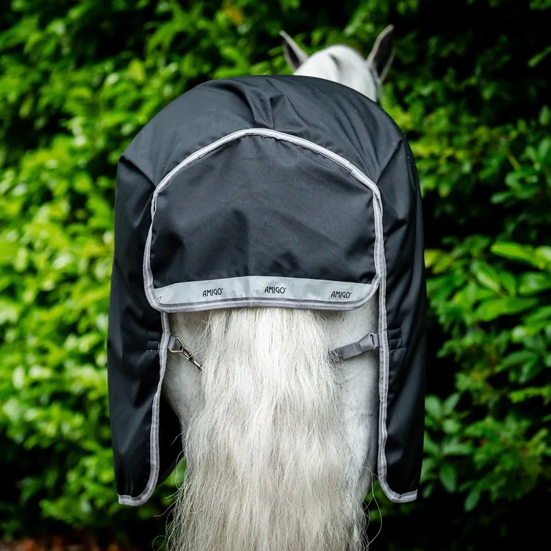 Amigo Bravo 1200D Plus Lite 0g V-Front Turnout Blanket - Black/Titanium Grey-2