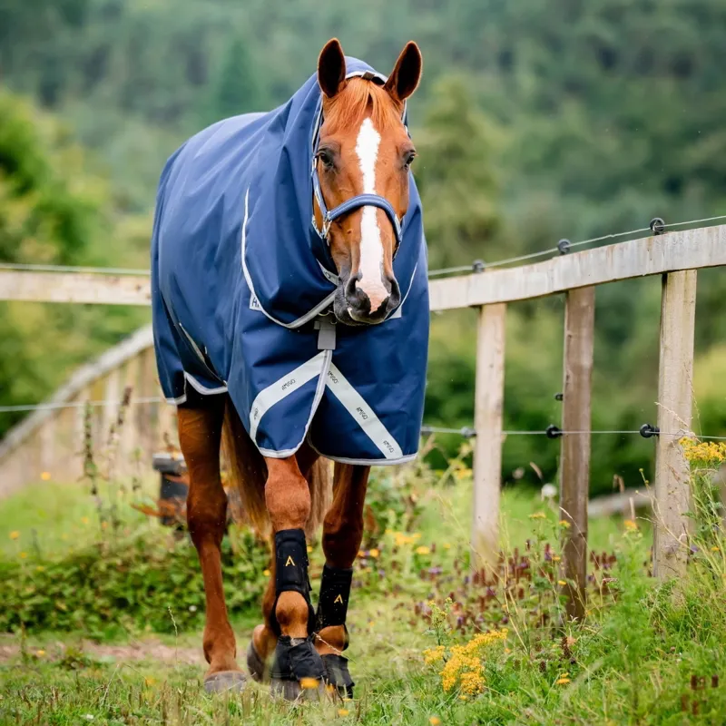 Amigo 1200D Plus 100g Detachable Neck Turnout Blanket - Navy/Titanium Grey-1