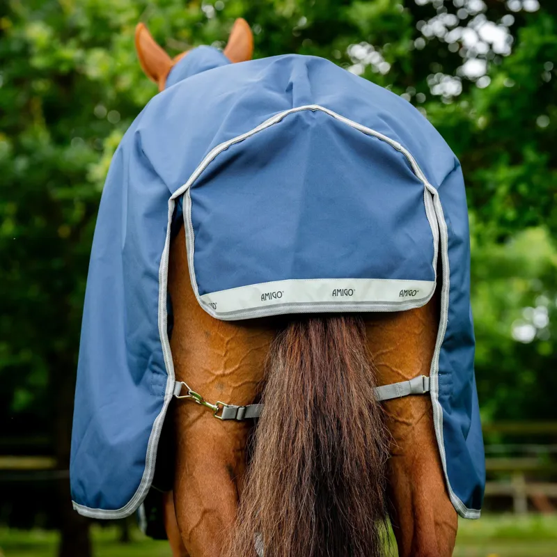 Amigo 1200D Plus 100g Detachable Neck Turnout Blanket - Navy/Titanium Grey-7