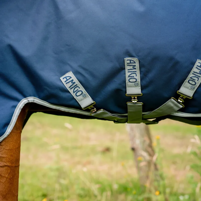 Amigo 1200D Plus 100g Detachable Neck Turnout Blanket - Navy/Titanium Grey-5