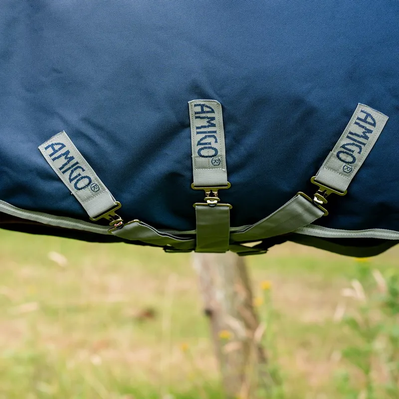 Amigo Bravo 1200D Plus 250g V-Front Turnout Blanket - Navy/Titanium/Silver-3