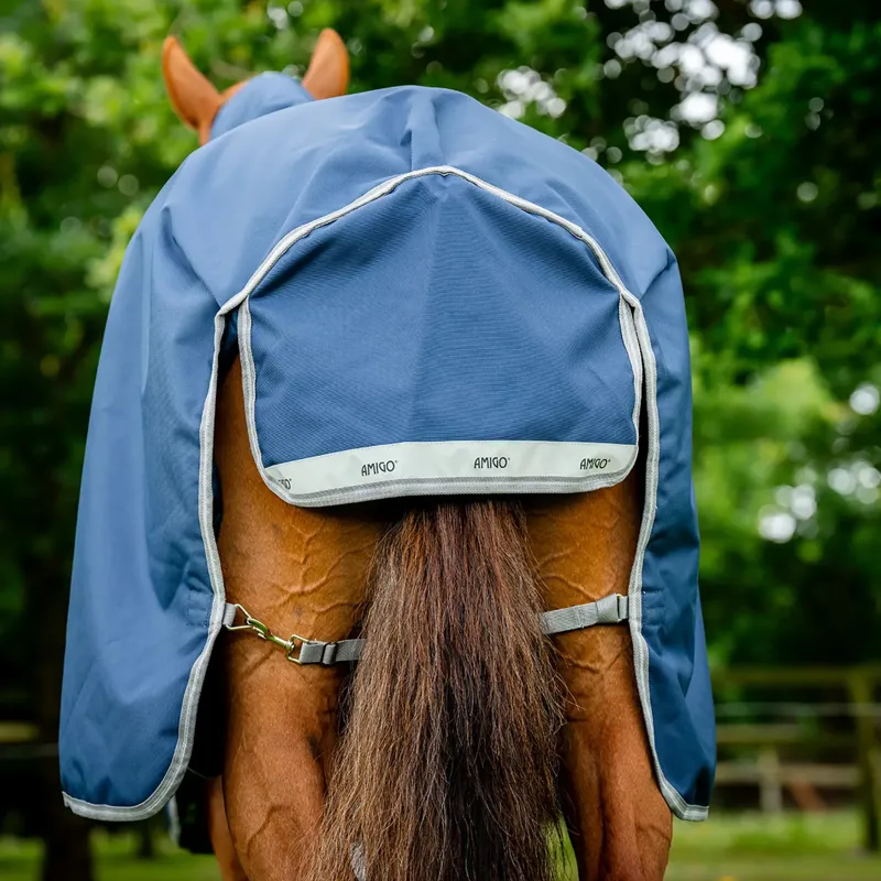 Amigo 1200D Plus 50g Detach-A-Neck Turnout Blanket - Navy / Titanium Grey-4