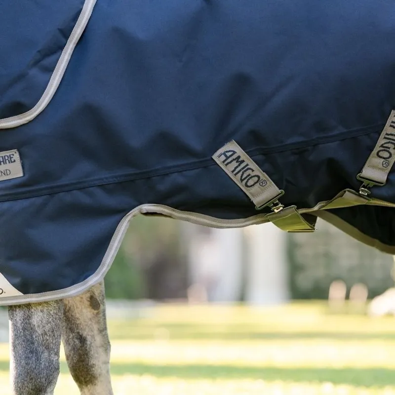 Amigo Bravo 1200D Plus 250g V-Front Pony Turnout Blanket - Navy/Titanium Grey/Silver-5