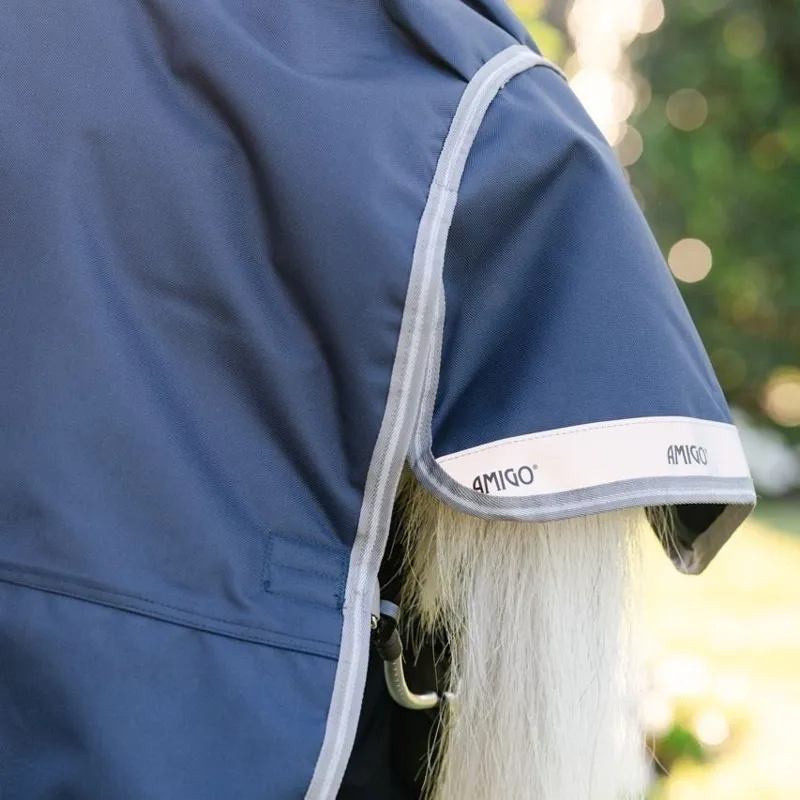 Amigo Bravo 1200D Plus 250g V-Front Pony Turnout Blanket - Navy/Titanium Grey/Silver-10