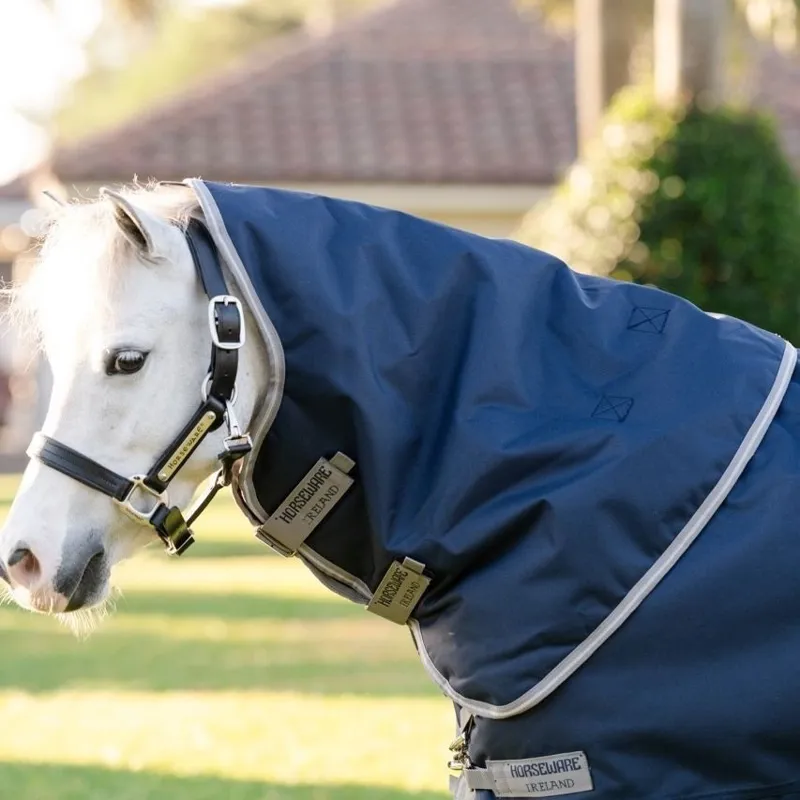 Amigo Bravo 1200D Plus 250g V-Front Pony Turnout Blanket - Navy/Titanium Grey/Silver-2