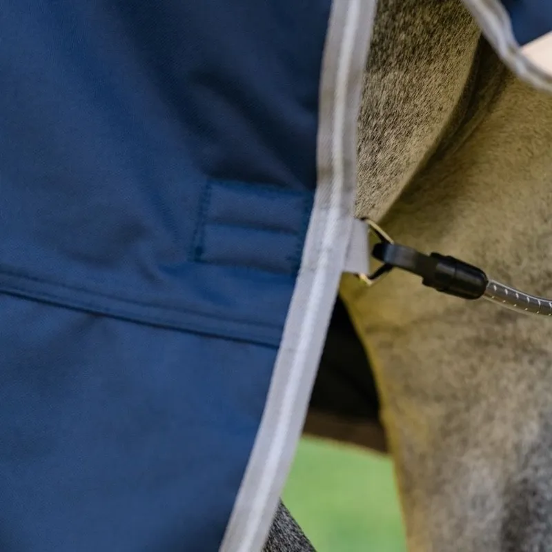 Amigo Bravo 1200D Plus 250g V-Front Pony Turnout Blanket - Navy/Titanium Grey/Silver-4