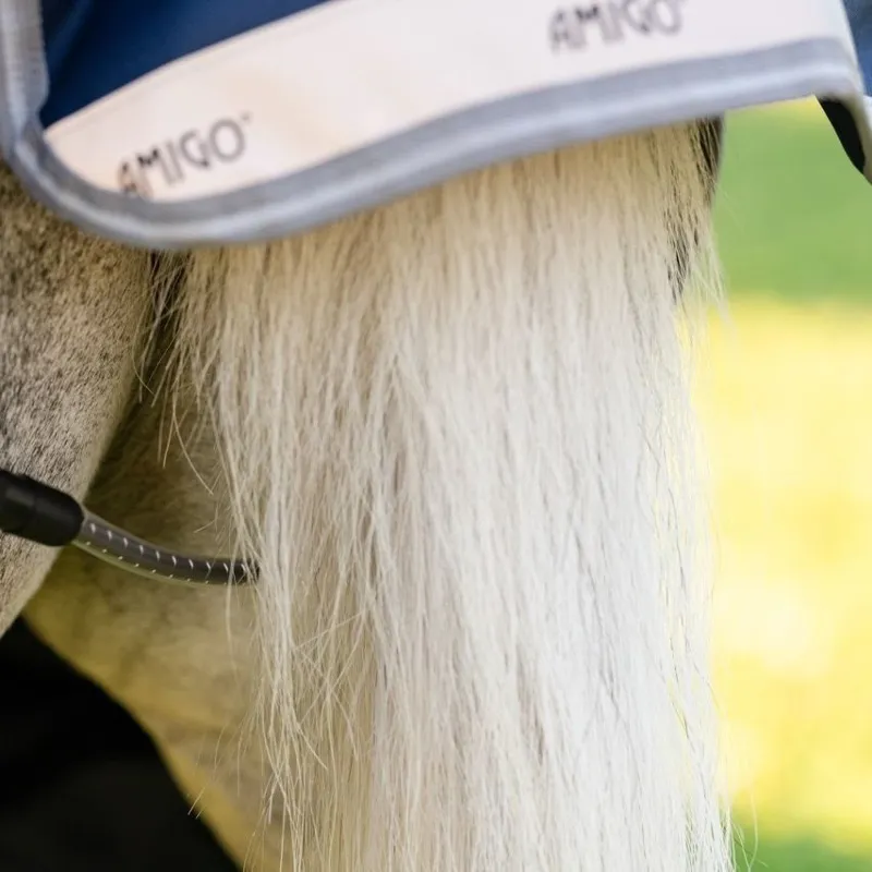 Amigo Bravo 1200D Plus 250g V-Front Pony Turnout Blanket - Navy/Titanium Grey/Silver-9