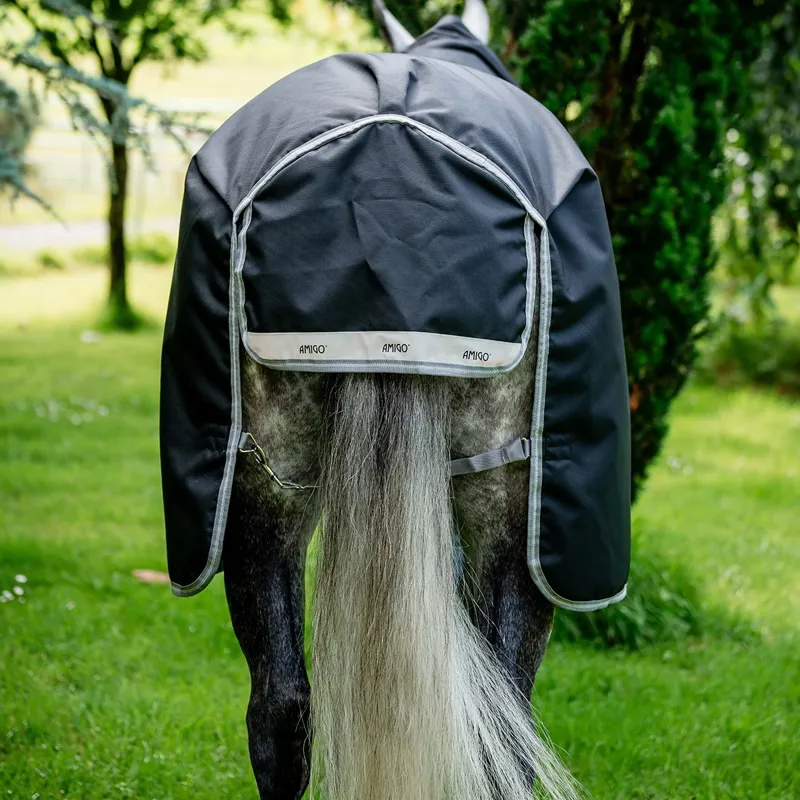 Amigo Bravo 1200D XL Standard Neck 0g Turnout Blanket - Black/Titanium-2