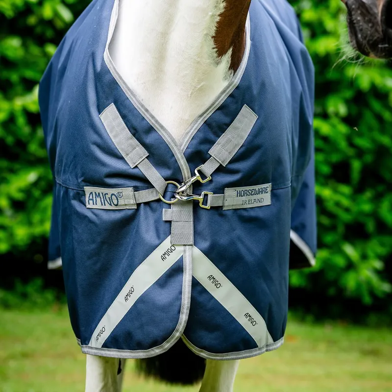 Amigo Bravo 1200D XL Standard Neck 250g Turnout Blanket Navy/Titanium-1