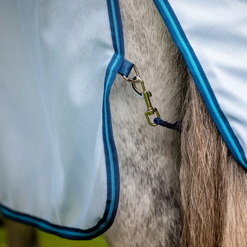 Amigo Bug Rug Detach-A-Neck Fly Sheet - Azure Blue/Navy/Electric Blue-1