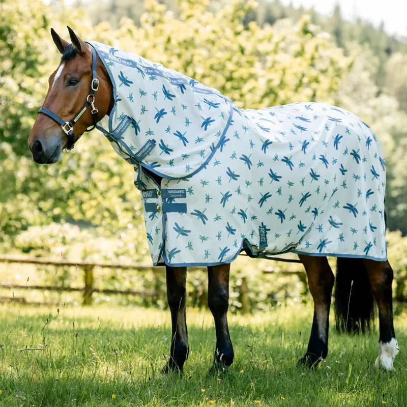 Amigo XL Bug Sheet Plus Detach-A-Neck Fly Sheet - Dragonfly Print/Silver