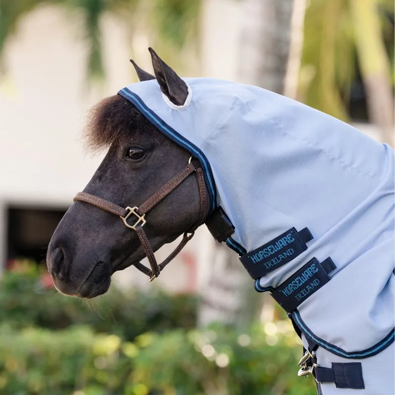 Amigo Petite Ripstop Hoody Combo Neck Fly Sheet - Azure Blue/Navy-4