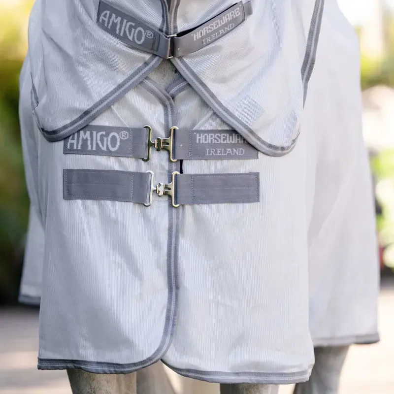 Amigo Integrated Combo Neck Fly Sheet - Silver/Titanium/Grey-2