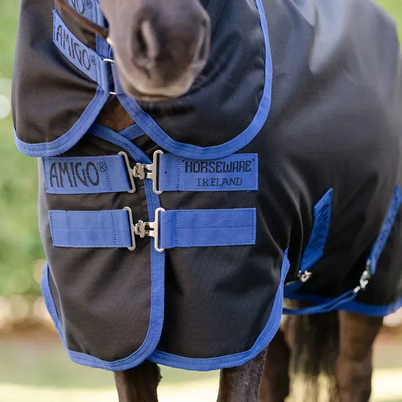 Amigo Ripstop 900D Plus Petite 200g Turnout Blanket - Black/Blue-2