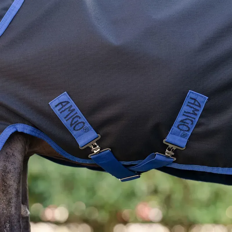 Amigo Ripstop 900D Plus Petite 200g Turnout Blanket - Black/Blue-3