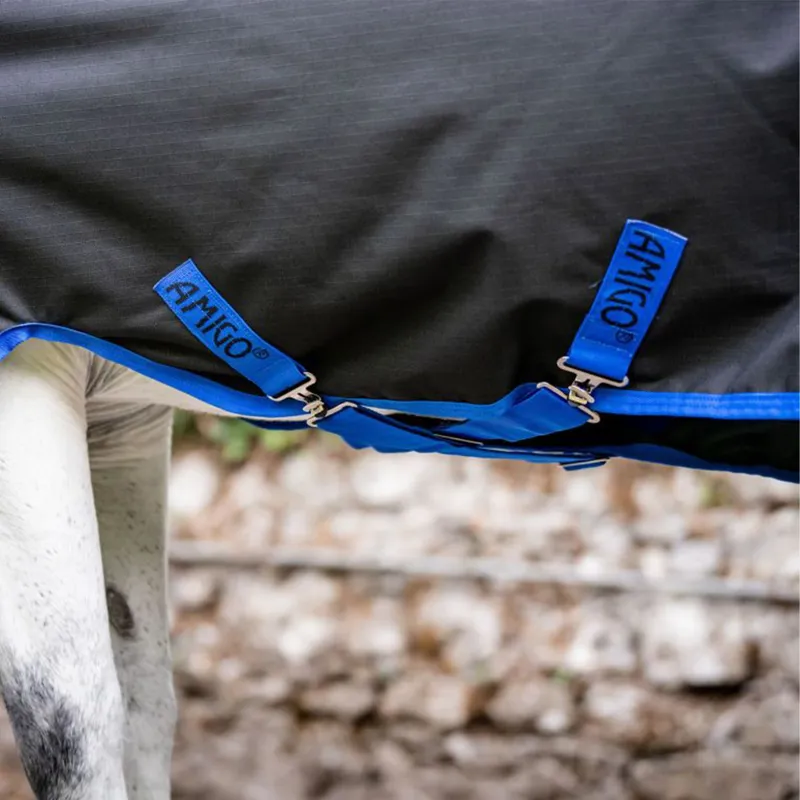 Amigo Pony Ripstop 900 Plus 50g Turnout Blanket - Black/Classic Blue-2