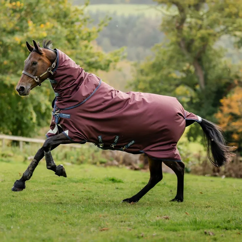 Amigo Bravo 1200D Plus 250g V-Front Turnout Blanket - Burgundy/Navy/Titanium Grey
