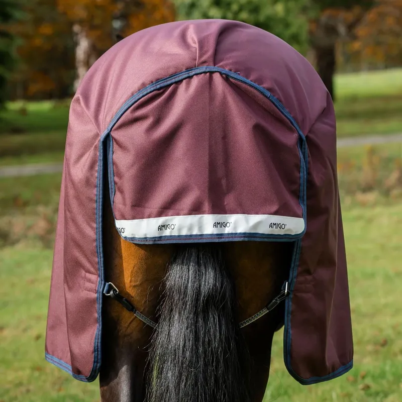 Amigo Bravo 1200D Plus 250g V-Front Turnout Blanket - Burgundy/Navy/Titanium Grey-2