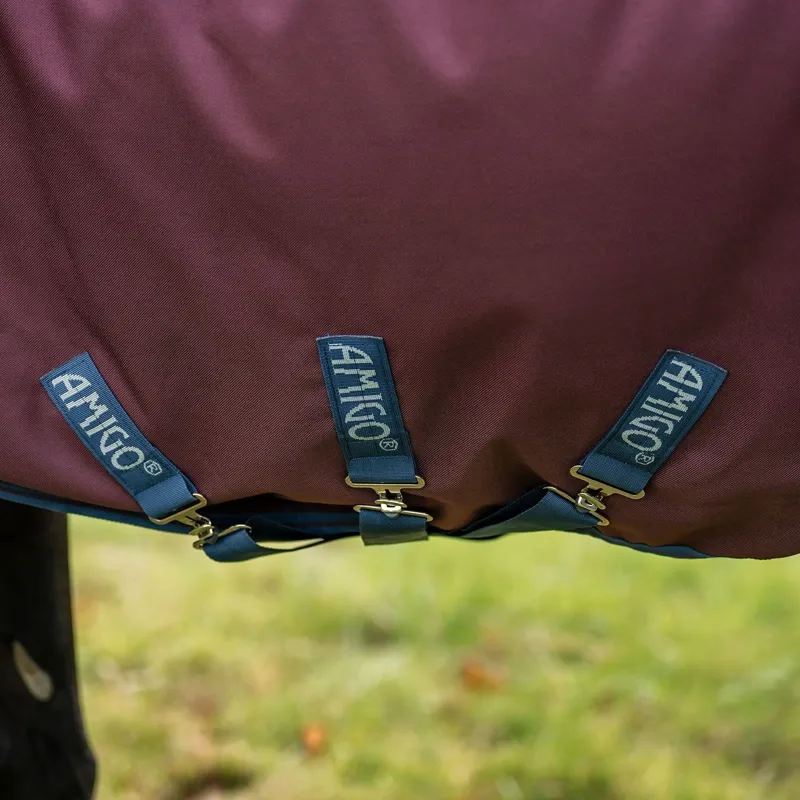 Amigo Bravo 1200D Plus 250g V-Front Turnout Blanket - Burgundy/Navy/Titanium Grey-5