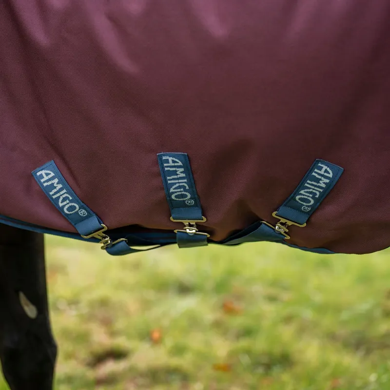 Amigo 1200D Plus 50g Detach-A-Neck Turnout Blanket - Burgundy/Navy/Grey-6