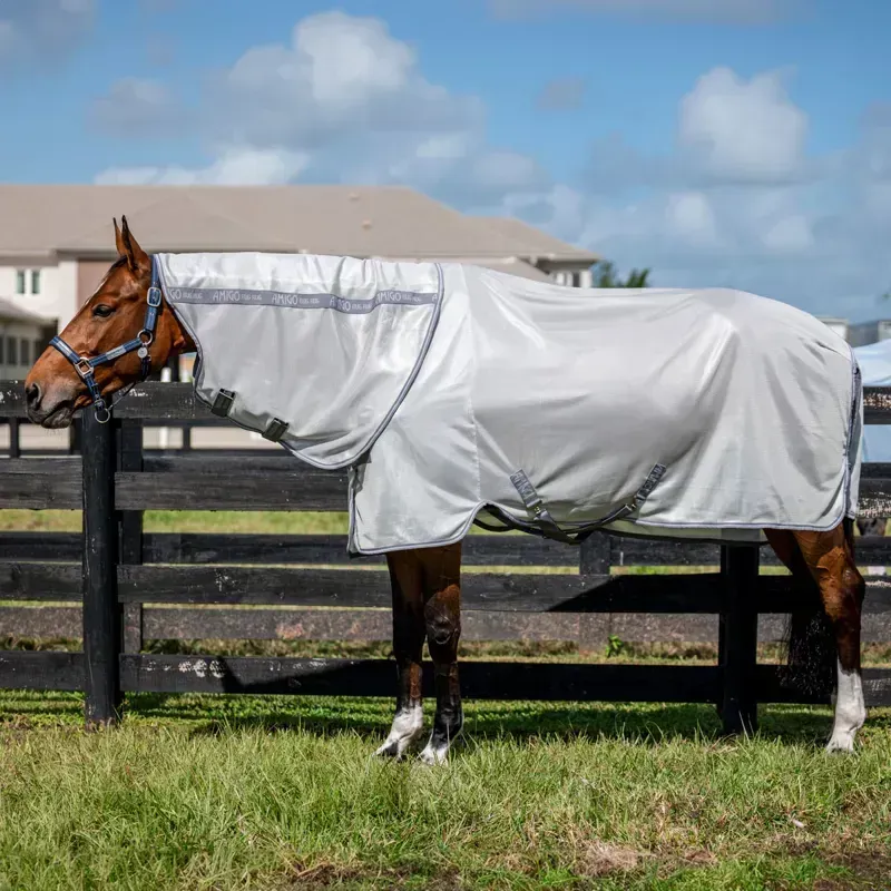 Amigo XL Bug Rug Plus Detach-A-Neck Fly Sheet - Silver/Titanium Grey