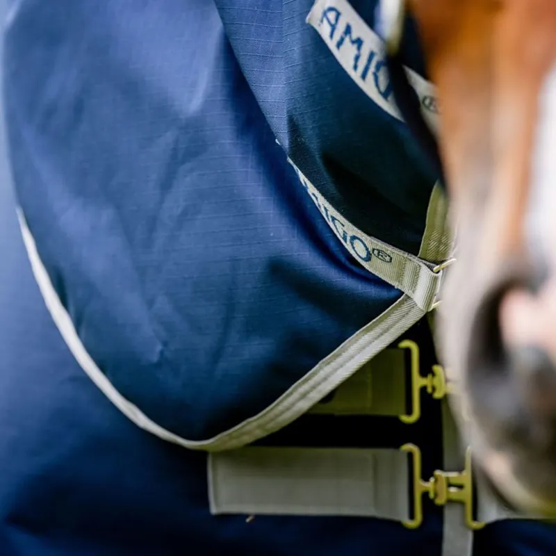 Amigo Ripstop 900D Plus 0g Turnout Blanket - Navy/Titanium Grey-11