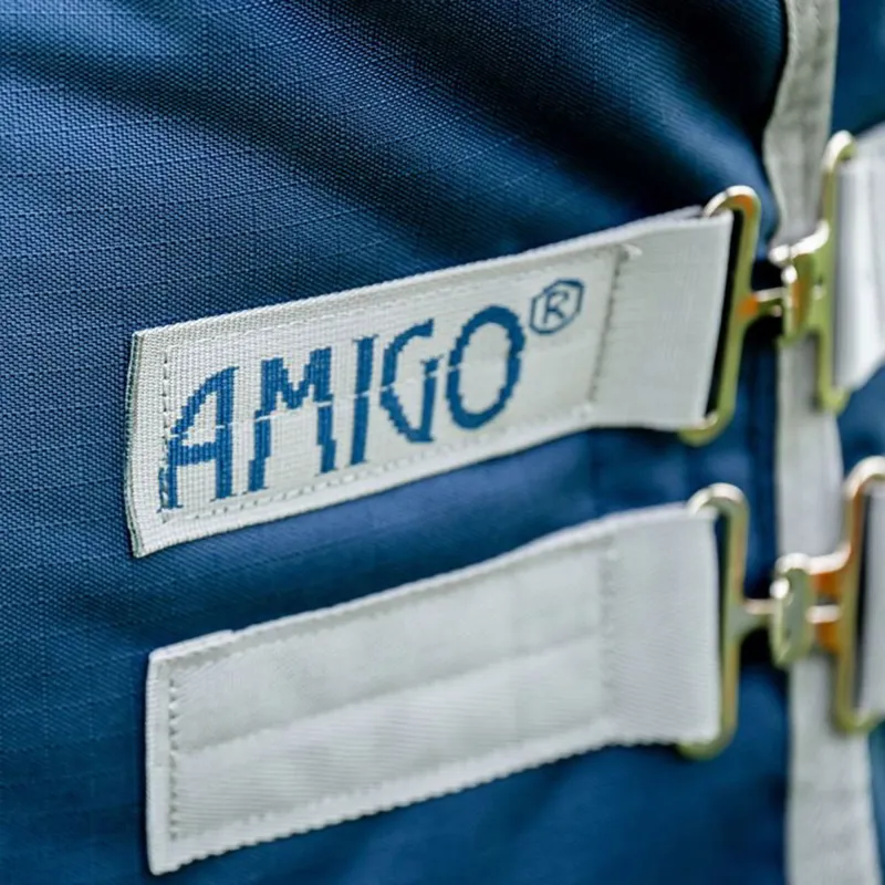 Amigo Ripstop 900D Plus 0g Turnout Blanket - Navy/Titanium Grey-10