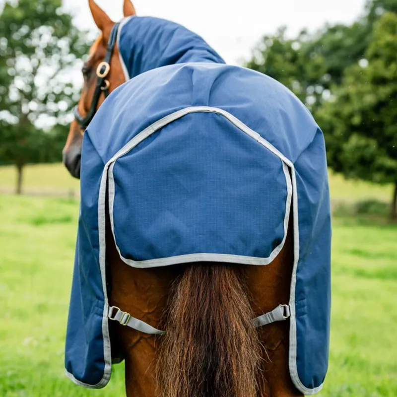 Amigo Ripstop 900D Plus 0g Turnout Blanket - Navy/Titanium Grey-4