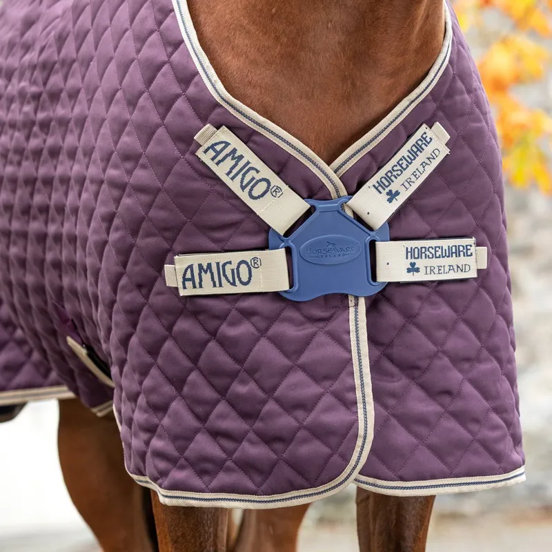 Amigo Disc Front Plus 200g Stable Blanket - Fig/Navy/Tan-1