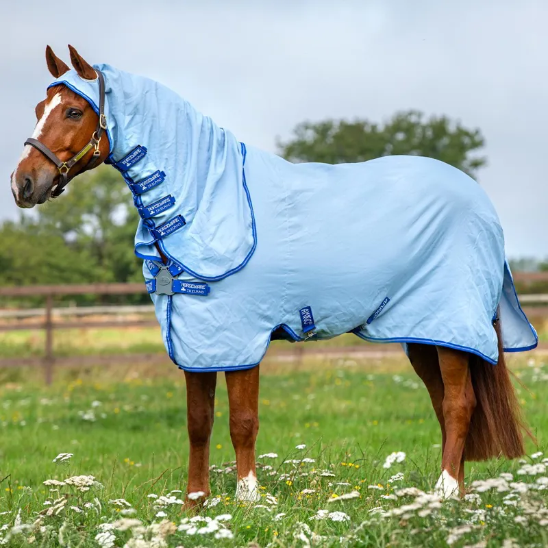 Amigo Pony Ripstop Hoody Combo Fly Sheet - Azure Blue - 4ft3-1