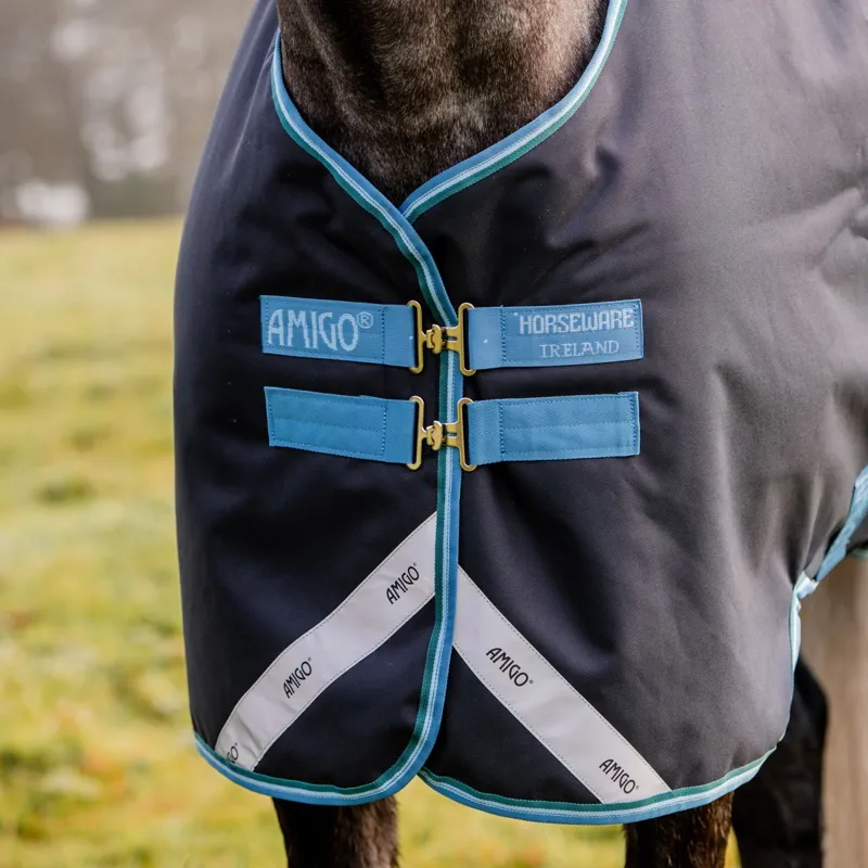Amigo Bravo 12 Original 50g Turnout Blanket - Navy/Turquoise/Aqua-3