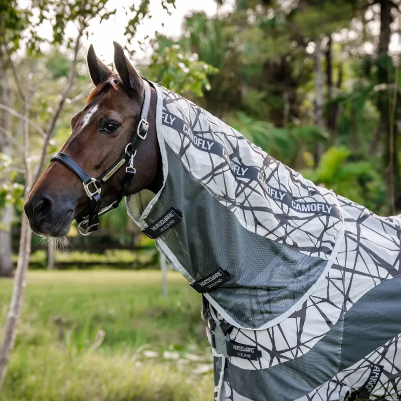 Amigo Camofly Plus Detach-A-Neck Fly Sheet - CamoFly Print/Grey-5
