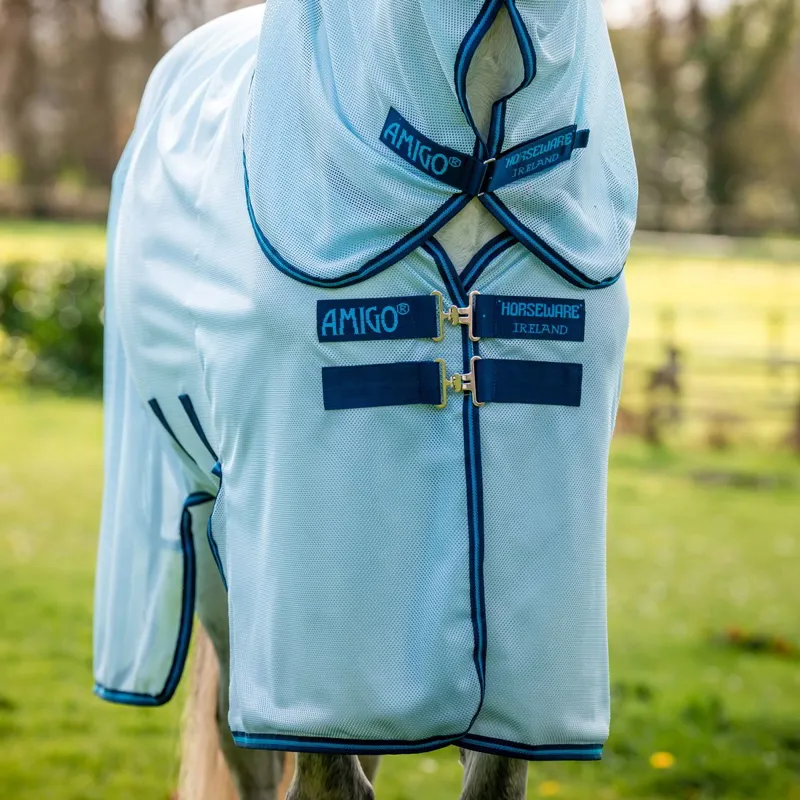 Amigo Bug Buster Fly Sheet - Azure Blue/Navy/Electric Blue-3