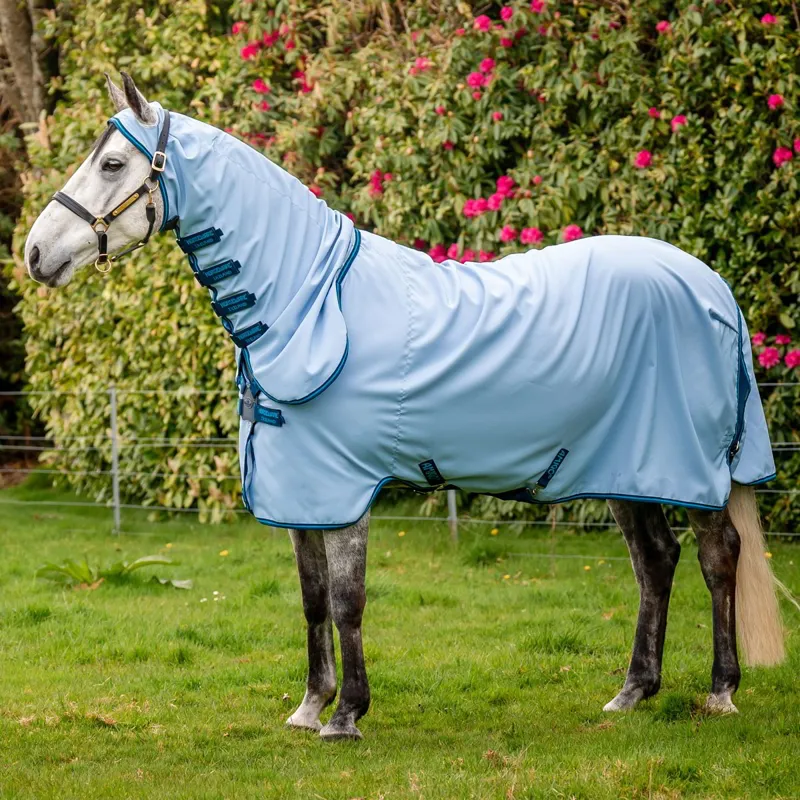 Amigo Ripstop Hoody Combo Neck Fly Sheet - Azure Blue/Navy/Electric