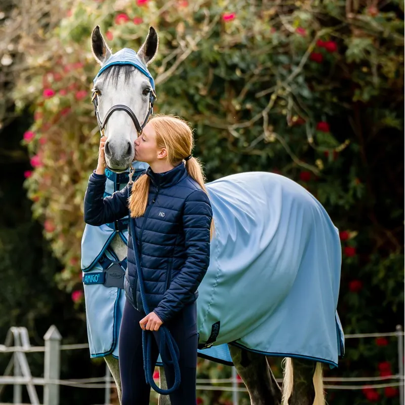 Amigo Ripstop Hoody Combo Neck Fly Sheet - Azure Blue/Navy/Electric-2